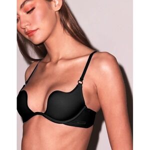 Fleur du Mal Black Seduce U-Plunge Bikini Top Size 36B NWT